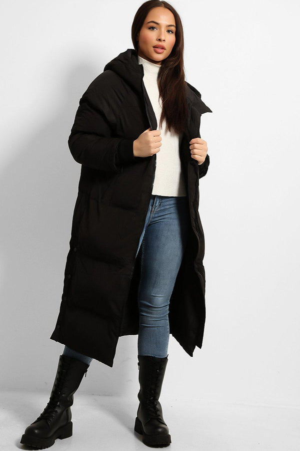 Hooded Quilted Mid Length Parka Jacket-SinglePrice