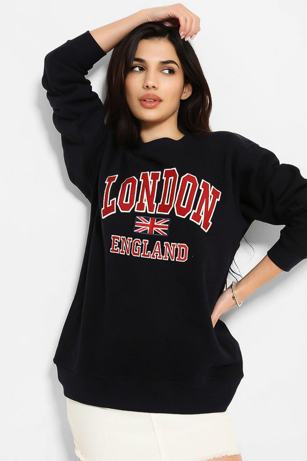 Navy London Oversized Sweatshirt-SinglePrice